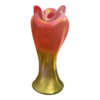 Bohemian Rindskopf Pepita Handblown Iridescent Vase Circa 1900. Vase For Sale