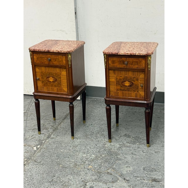 Antique French Louis XVI Style Marble-Top Side Table, Pair For Sale - Image 10 of 12