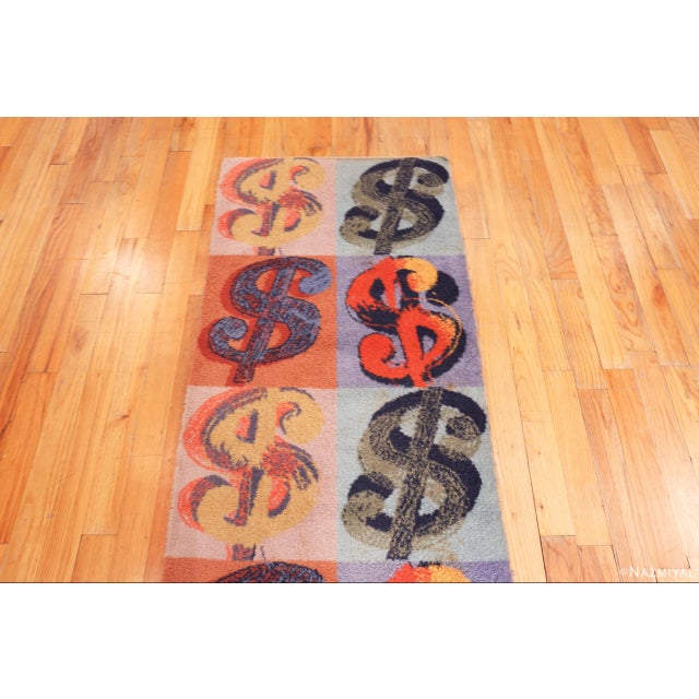 Pop Art Nazmiyal Collection Andy Warhol Dollars Sign Vintage Runner Rug For Sale - Image 3 of 7