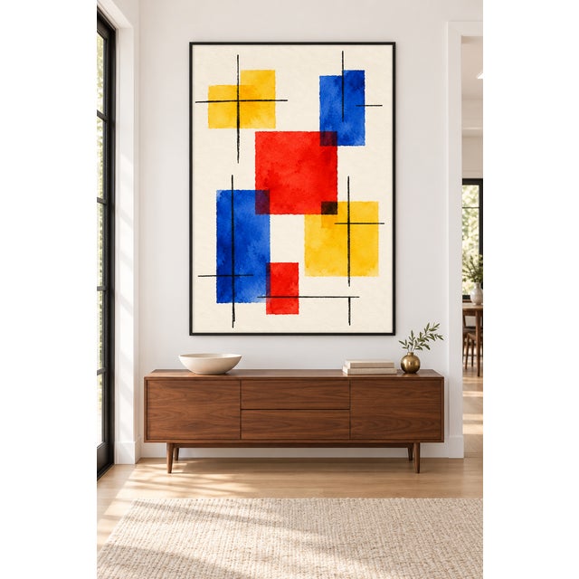 Midcentury Modern Art Print – Primary Color Geometric Abstract, 20