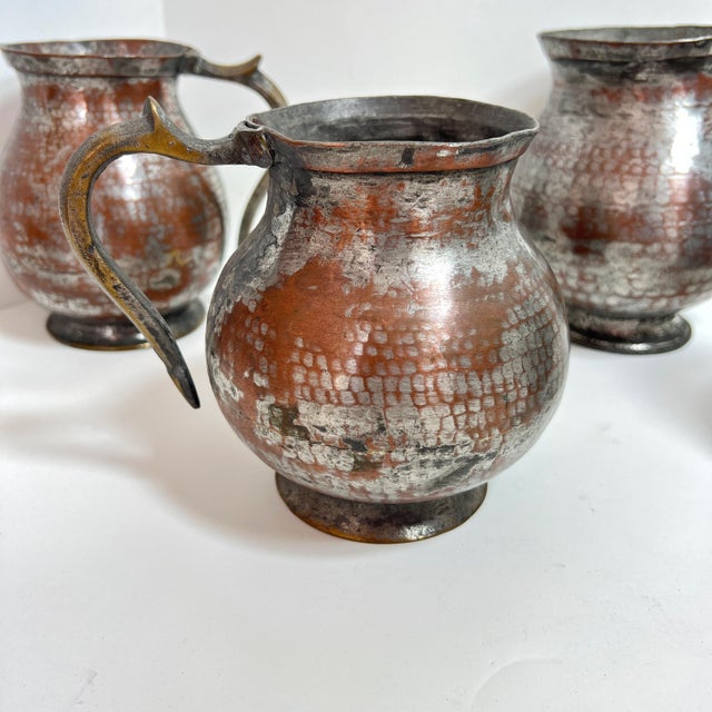 Late 20th Century Hand Hammered Tinned Copper Water Jugs – Set of 6 For Sale - Image 5 of 14