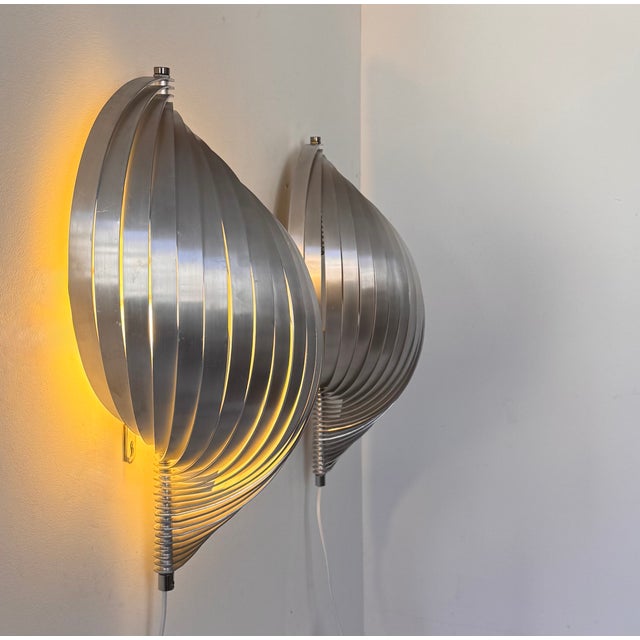 Vintage Metal Wall Lights by Henri Mathieu, France, 1970, Set of 2 For Sale - Image 6 of 9