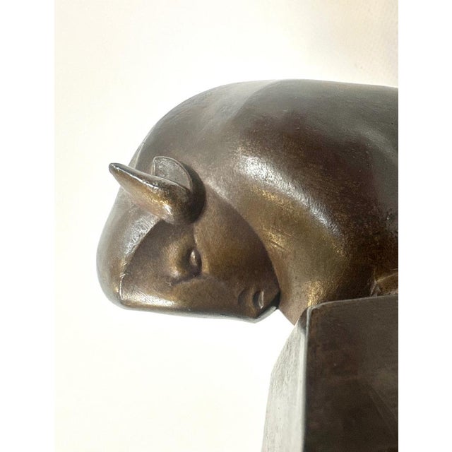 Art Deco French Bizon Figurine attributed to Pierre Blanc, 1930s For Sale - Image 10 of 12