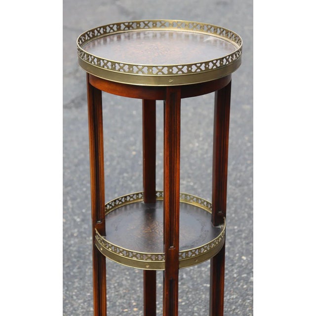 English Regency Brass Bound Triple Tier Plantstand Table With Leather For Sale In Philadelphia - Image 6 of 9