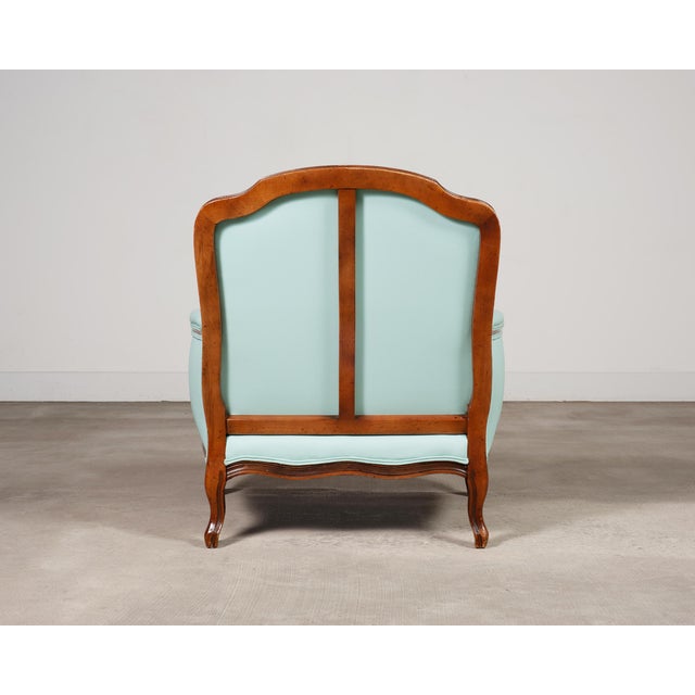 Louis XV Style Bergère Lounge Chair in Tiffany Blue + Ottoman For Sale - Image 13 of 18