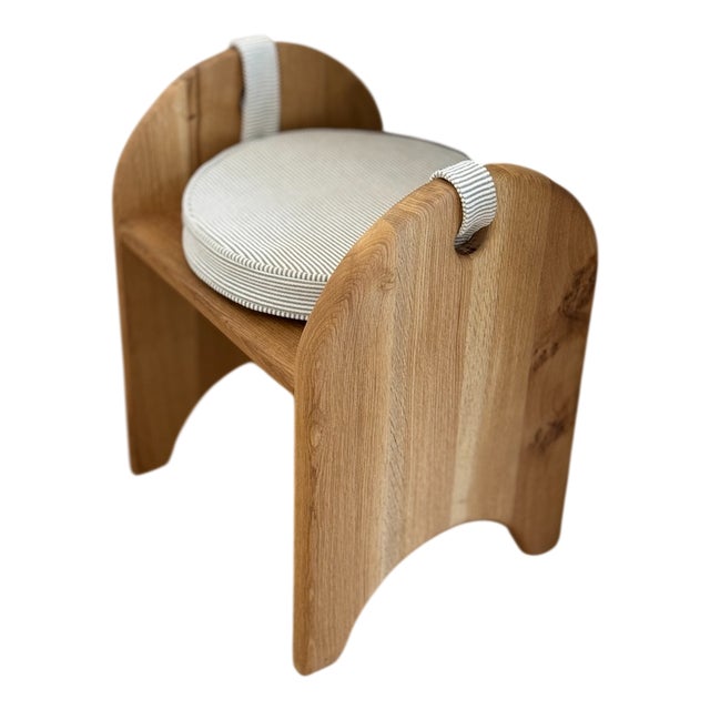 Kyoto Stool in Oak and Linen by Fosfeen For Sale
