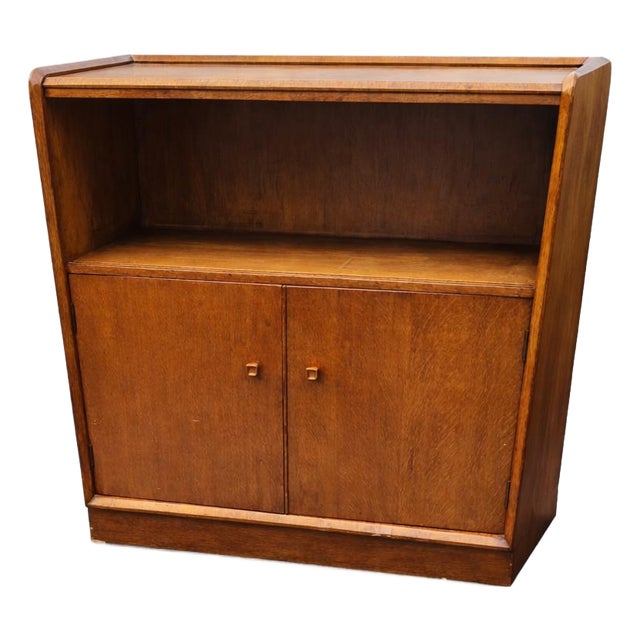 Vintage Oak Cabinet or Bookcase with Cupboard Storage For Sale