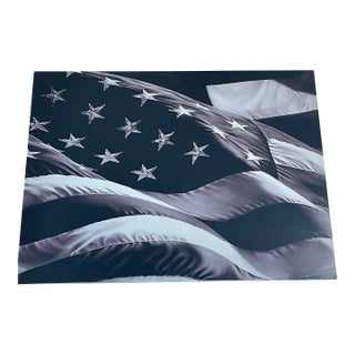 1980s Large American Modern Flag. On Stretched Canvas For Sale