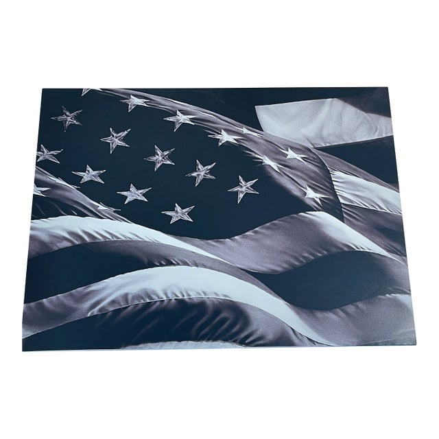 1980s Large American Modern Flag. On Stretched Canvas For Sale