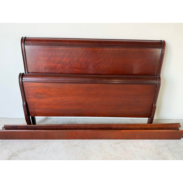 1970s Vintage Drexel Traditional Mahogany Queen Size Sleigh Bed Frame For Sale - Image 12 of 13