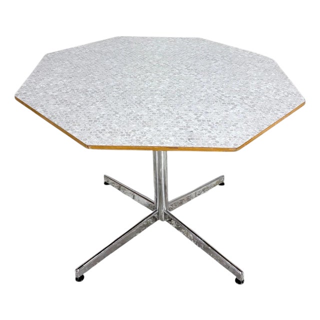 Mid-Century Octagonal Formica Dining Table with Chrome Base, 1960s For Sale