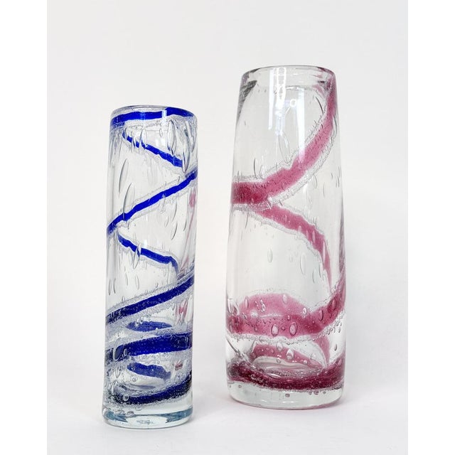 Mouth-Blown Glass Art Vases with Spiral Decor from Theresienthal Glassworks, Germany 1970s, Set of 2 For Sale - Image 14 of 14