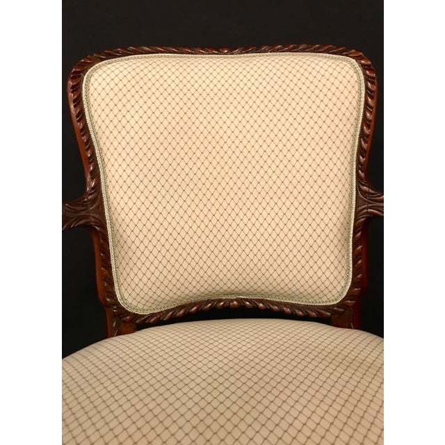 Louis XV Style Walnut Fauteuils or Bergères in a Scalamandre Fabric - a Pair For Sale - Image 4 of 13