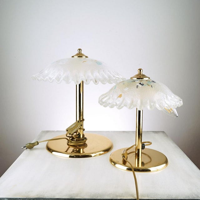 Murano Glass and Brass Table Lamps, Set of 3 For Sale - Image 6 of 9