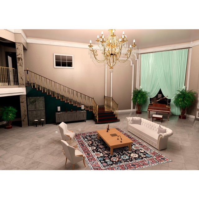8x10 Timeless Oriental Charcoal Traditional Geometric Hand Knotted Wool Rug For Sale - Image 4 of 6