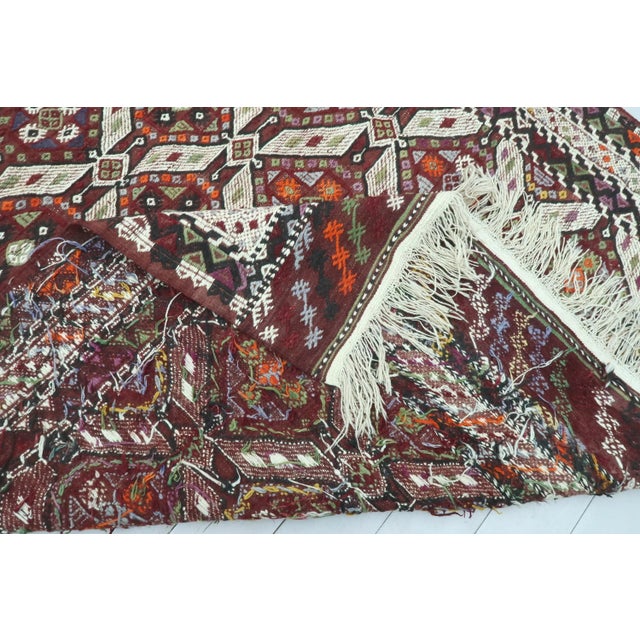 Anatolia Turkish Bergama Embroidery Kilim Rug For Sale - Image 4 of 12