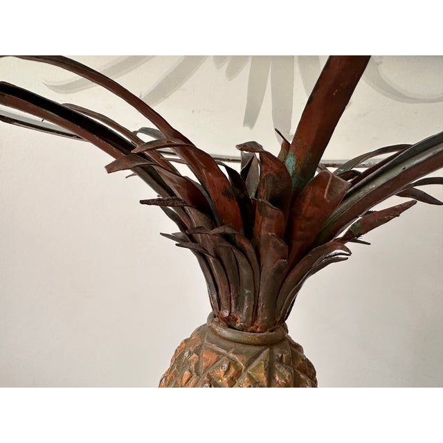 Polychrome Iron Pineapple Coffee Table with Glass Top, 1900 For Sale - Image 4 of 18