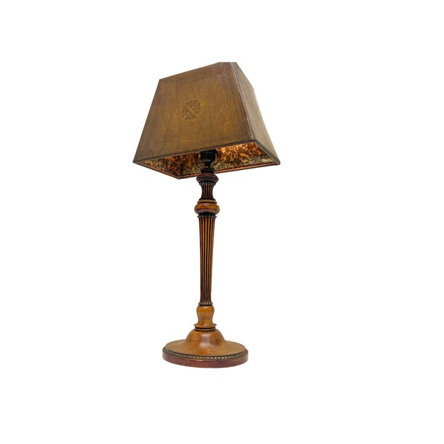 1940s Neo-Classical Fluted Walnut Table Lamp on an Oval Base, 1940s For Sale - Image 5 of 18