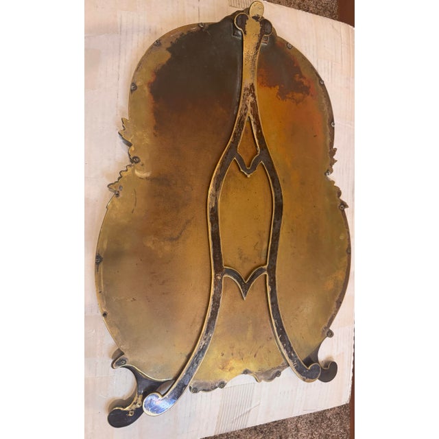 Metal Mid-Century Baroque Style Gold Leaf Gilded Crest Mirror, 1950s 19th Century French Rocaille Table Mirror For Sale - Image 7 of 10