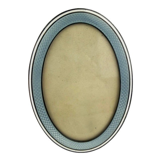 Antique Silver Guilloche Enamel Picture Frame - Makers Mark Jq For Sale