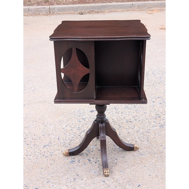 Antique Ferguson Brothers Mfg. Co. Rotating Parlor Chair Side Bookcase/Table For Sale - Image 10 of 13