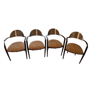 1980s Elite Modern Stainless Steel Back Dining Chairs For Sale