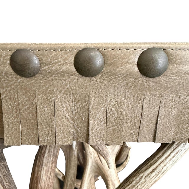 Elk Antler Console Table With Leather Top For Sale - Image 13 of 17