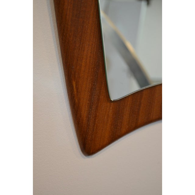 Mid-Century Modern Mid-Century Danish Teak Wall Mirror with Sculptural Frame, 1960s For Sale - Image 3 of 10