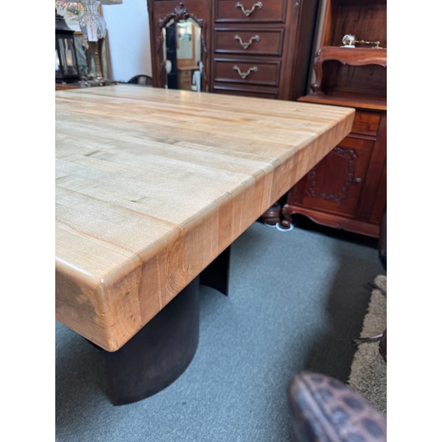 Industrial Butcher Block Table For Sale In San Francisco - Image 6 of 12