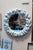 Farmhouse Shabby Chic/ Cottage Style Blue and Cream Round Mirror For Sale - Image 3 of 7