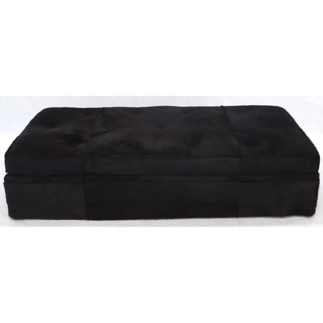 Mid 20th Century All Black Cowhide Fur Upholstery Custom Daybed Large Bench For Sale - Image 5 of 12
