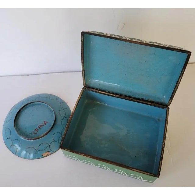 Early 20th-Century Chinese Green Cloisonné Smoking Set (3 Pieces) With Ship Motif For Sale - Image 9 of 11