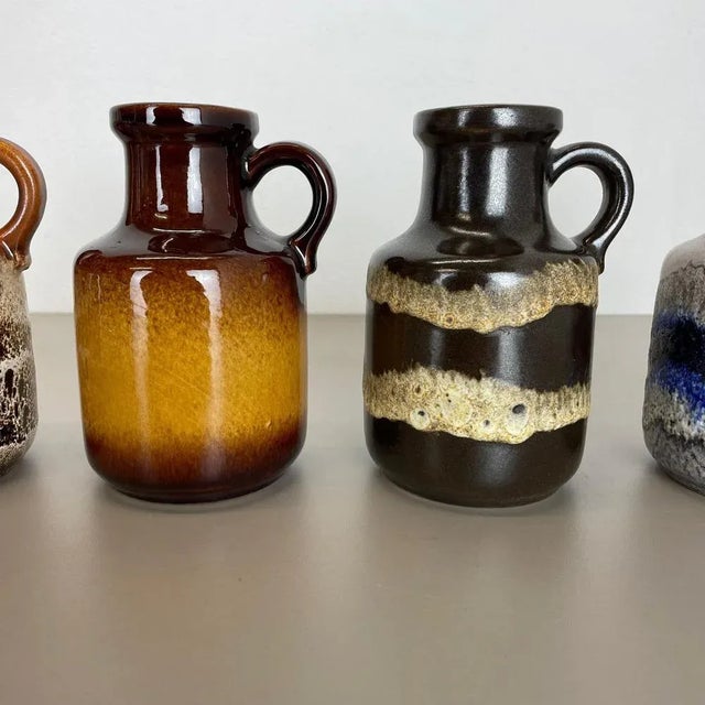 Vintage Pottery Fat Lava Multicolor Vases by Scheurich, Germany, Set of 5 For Sale - Image 4 of 10