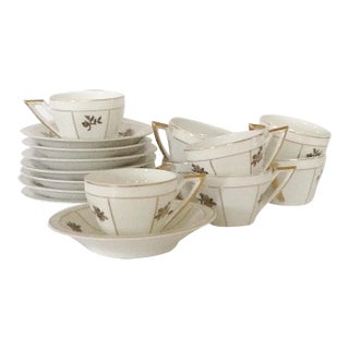 Art Deco Portuguese Espresso Cups and Saucers - Set of 8 For Sale