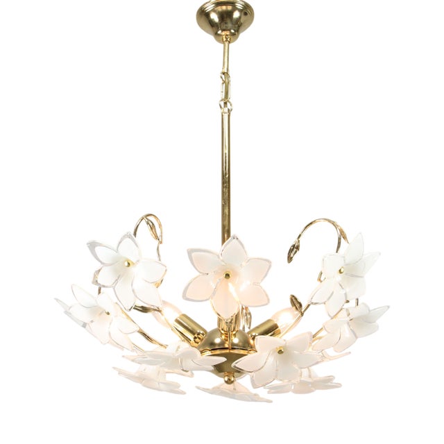 Vintage Italian Murano Glass Flower Chandelier, 1980s For Sale