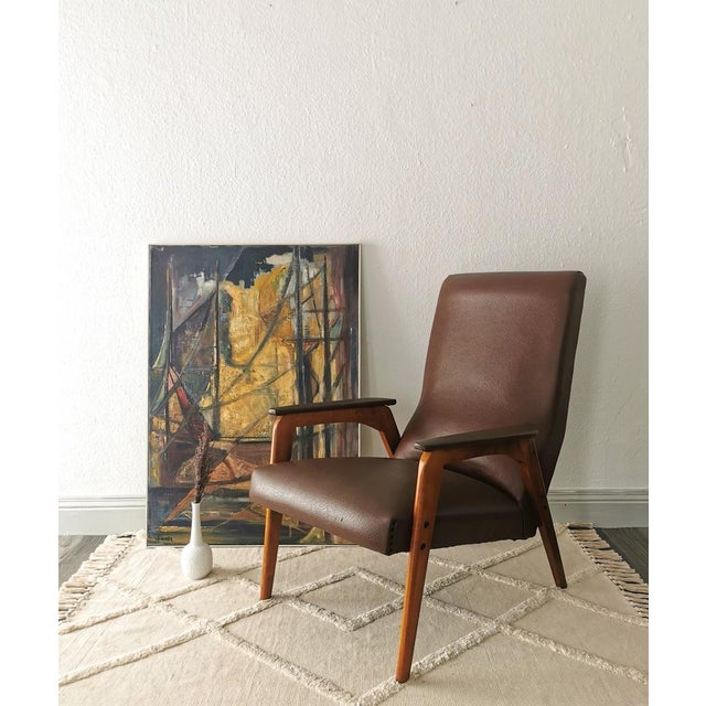Set of Mid-Century Armchairs in Teak & Synthetic Leather, 1950s For Sale - Image 17 of 18