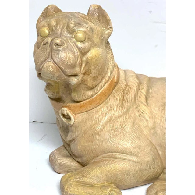 Beige Late 19th Century Antique English Terracotta Recumbent Pug Dog For Sale - Image 8 of 10