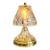 Vintage Cut Glass Table Lamp With Intricate Swirl & Floral Pattern, Gold-Tone Base For Sale