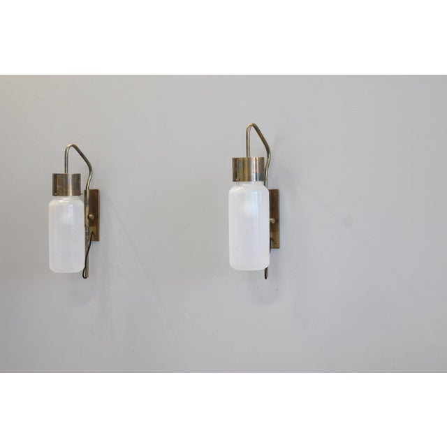 Dominioni Azucena Model LP10 Brass Wall Lamps by Luigi Caccia Dominioni for Azucena, 1958, Set of 2 For Sale - Image 9 of 15