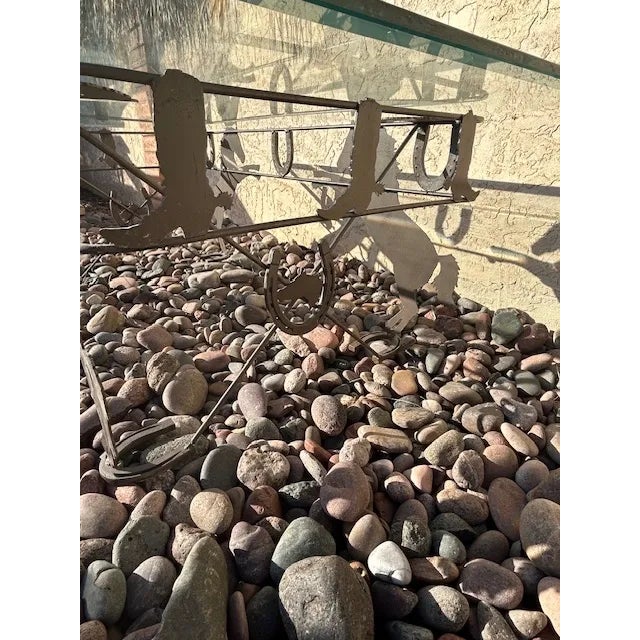 1990s 1990s Hand Crafted Brutalist Cowboy Style Iron Base With Rectangular Beveled Glass Coffee Table For Sale - Image 5 of 5