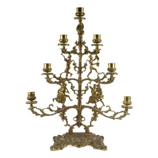 Seven-Light Figural Brass Candelabra Withe Jolly Dancers & Musicians For Sale