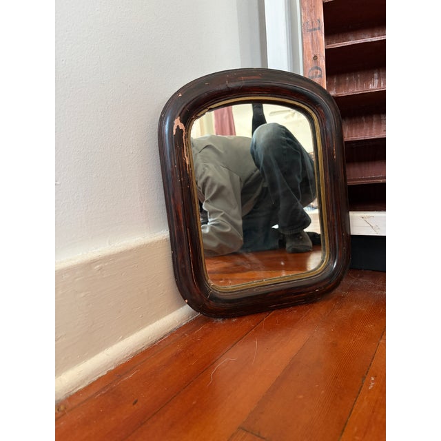 Antique Victorian Era Rounded Arch Tombstone Mirror With Original Glass For Sale - Image 4 of 9