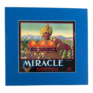 Original Vintage MIRACE Bradford Brothers CA Orange Crate Label, Matted - EUC