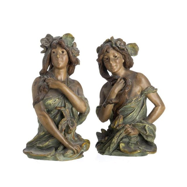 Art Nouveau Nymph Sculpture, Set of 2 For Sale - Image 6 of 6