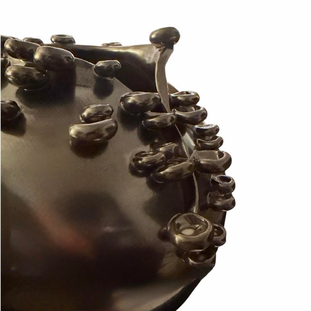 Cascading Reef Reactive Bronze Short Ceramic Vase From Studio a Home by Global Views – Made in Italy For Sale In Dallas - Image 6 of 10