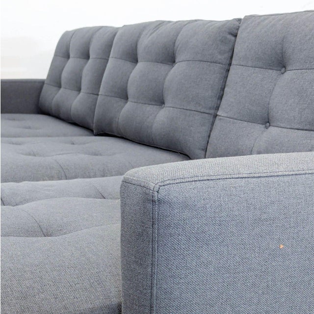 Crate & Barrel Petrie Modern Gray Sectional Sofa With Chaise For Sale In San Francisco - Image 6 of 9