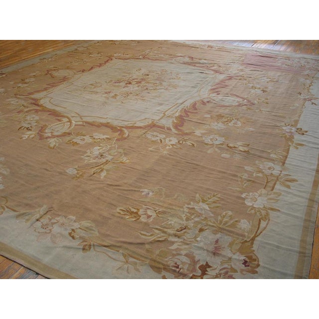 Lightly Decorated Salmon Field Antique French Aubusson Napoleon III Period For Sale - Image 4 of 7