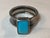 Mid 20th Century Vintage Emerald Cut Turquoise Sterling Ring (Sz 8.75) For Sale - Image 5 of 9