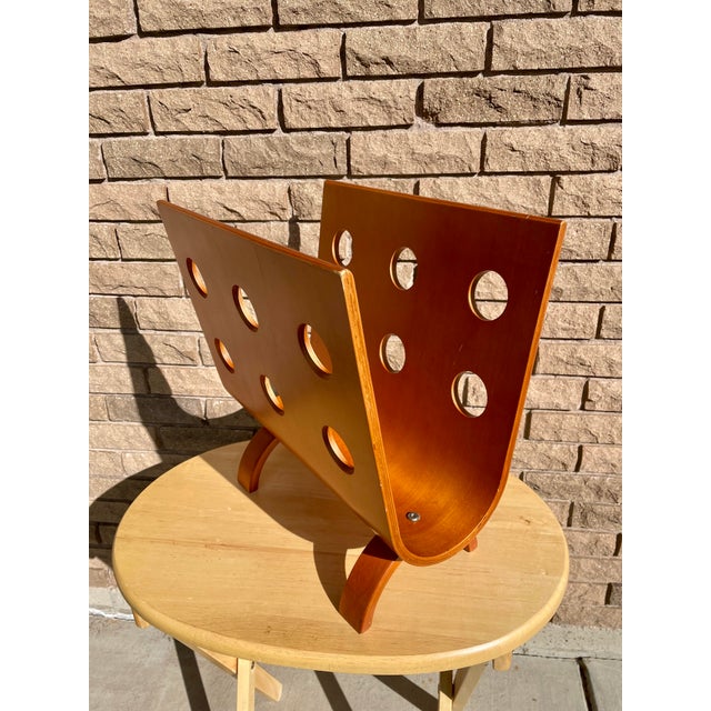 Vintage Mid Century Modern Alvar Aalto Style Bentwood Magazine Rack