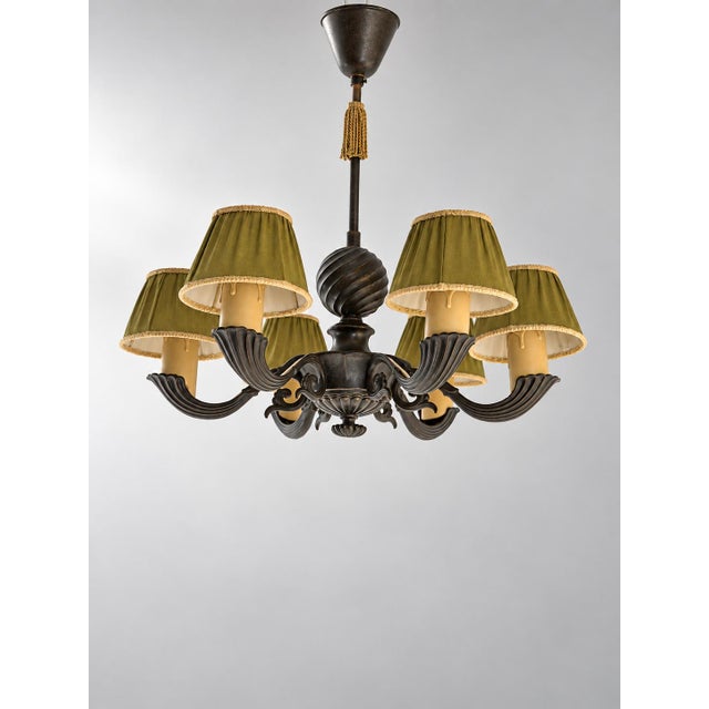 Model 10785 Chandelier in Patinated Metal by Harald Notini for Böhlmarks, Sweden, 1930s For Sale - Image 15 of 15